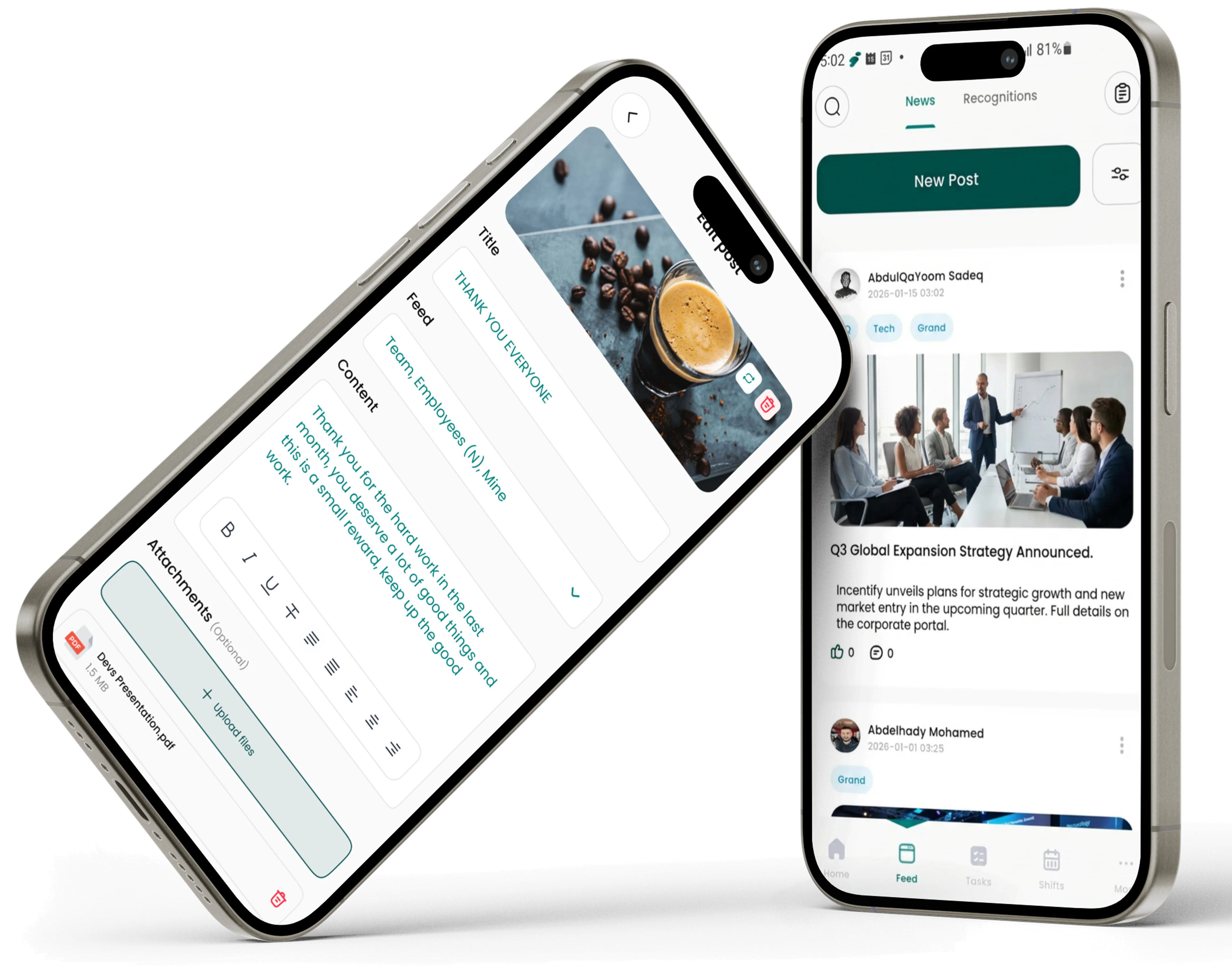 Keep everyone aligned with a company News Feed.