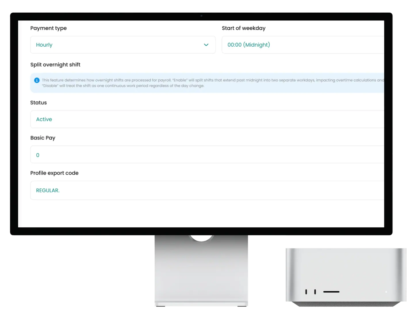 Export-ready for payroll systems.