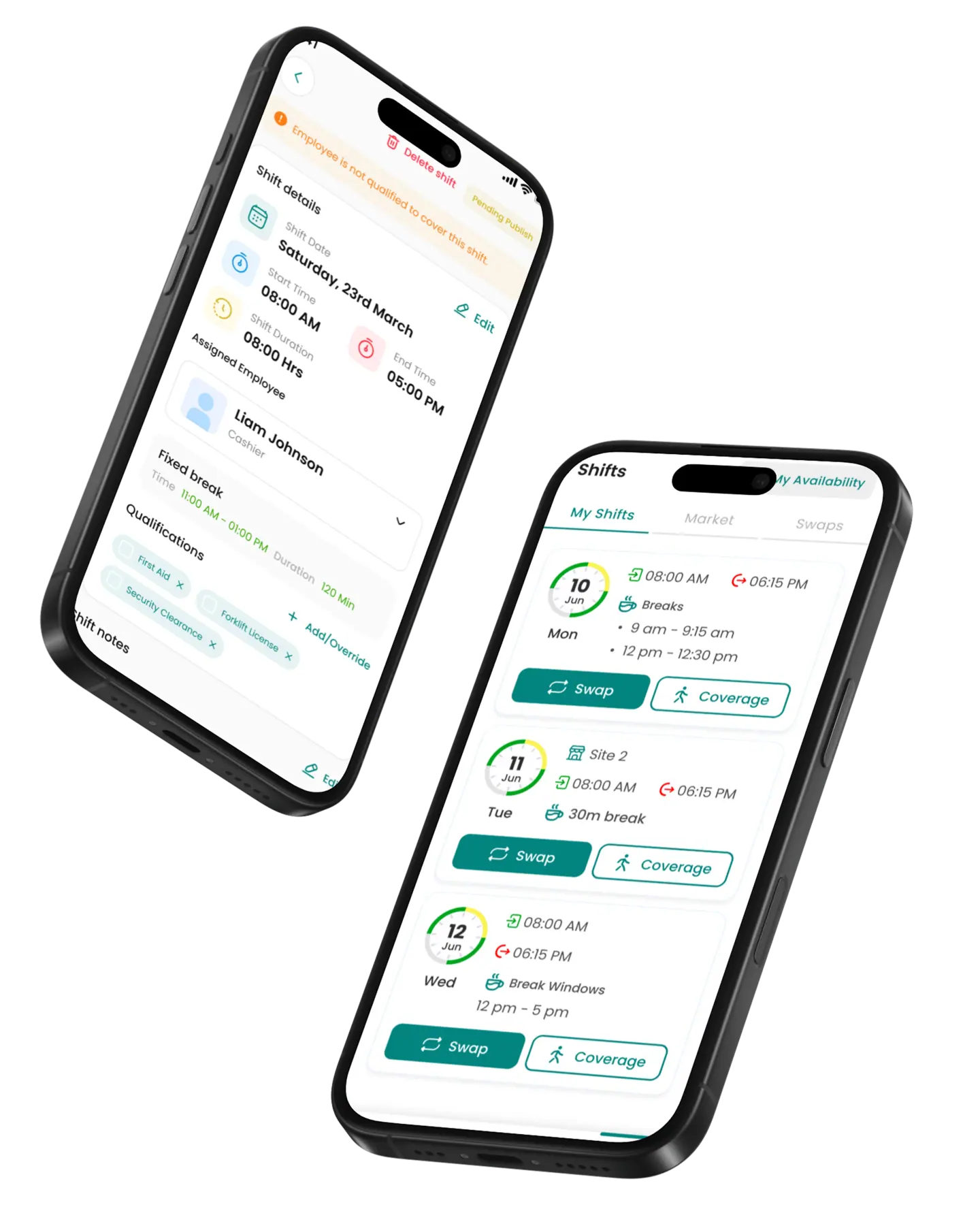 Everything employees need for their shift—right in one view.